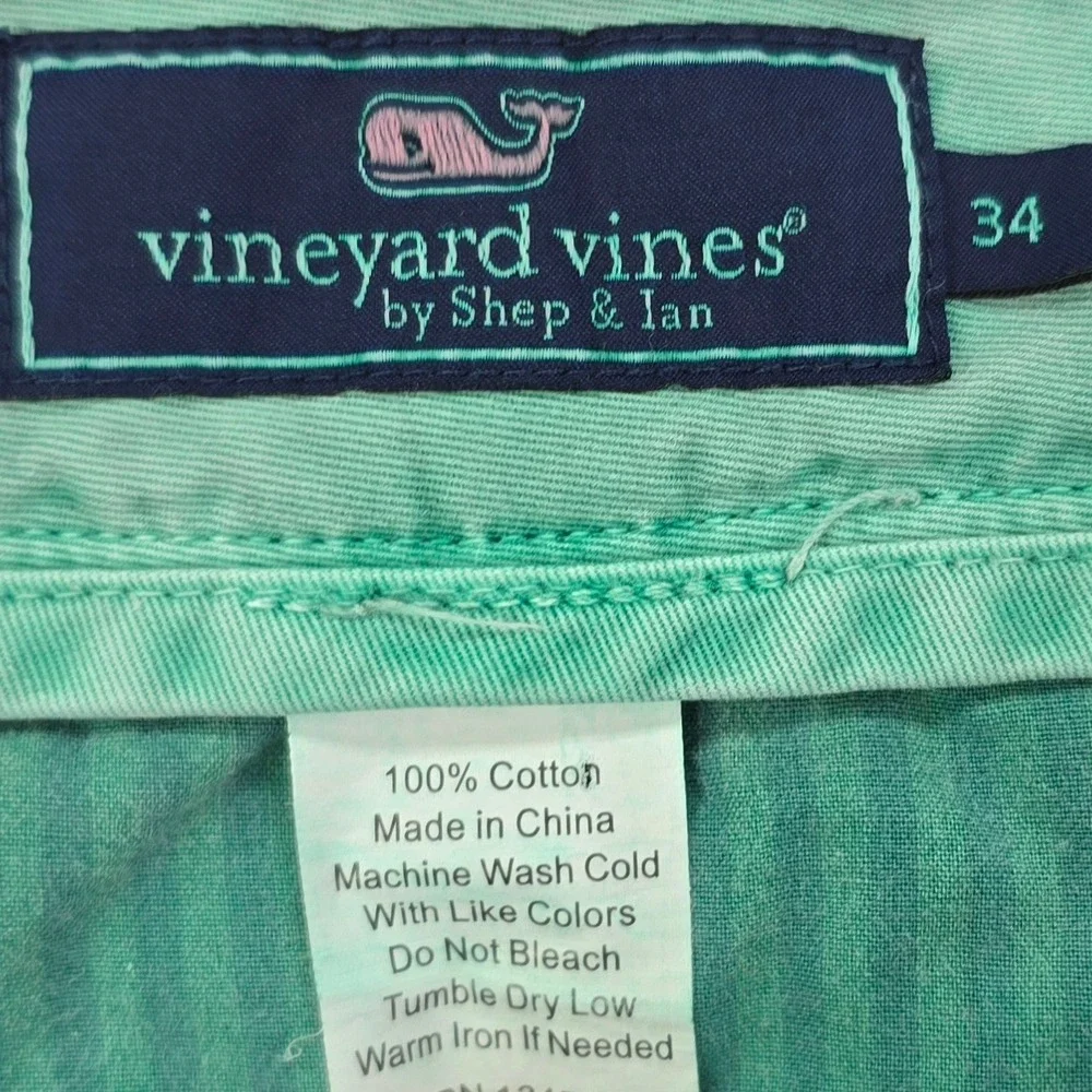 Vineyard Vines Island Short Mens 34 Mint Green Embroidered Fish Cotton Chino 7